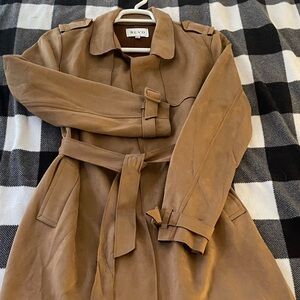 Faux suede trench coat